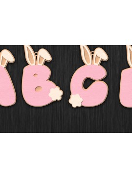 Σετ των 2 Intra απο ξύλο plywood 3mm-4mm πάχος - Πασχαλινό λαγουδάκι Αλφάβητο Ετικέτες Δίασταση 30x20 cm INTRAFABR-116016236