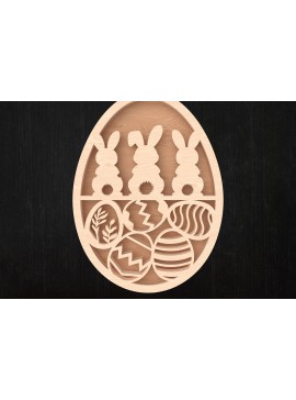 Σετ των 2 Intra απο ξύλο plywood 3mm-4mm πάχος - Easter Bunny and Egg Layered  Δίασταση 15x15 cm INTRAFABR-113447857