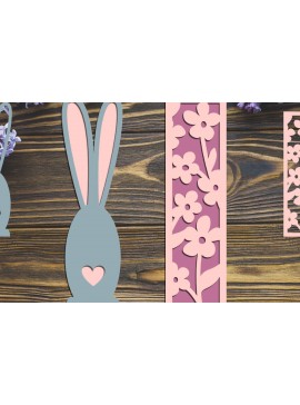Σετ των 3 Intra απο ξύλο plywood 3mm-4mm πάχος - Easter Bunny Bookmark  Layered Δίασταση 2x7 cm INTRAFABR-91376185