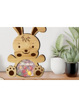 Σετ των 3 Intra απο ξύλο plywood 3mm-4mm πάχος - Πρότυπο περικοπής κουτιού καραμέλας Πάσχας λαγουδάκι Δίασταση 6x8 cm INTRAFABR-115599526