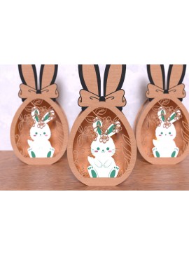 Σετ των 2 Intra απο ξύλο plywood 3mm-4mm πάχος - Πασχαλινό λαγουδάκι διακοσμητικό κουτί Laser cut Δίασταση 15x15 cm INTRAFABR-118423152