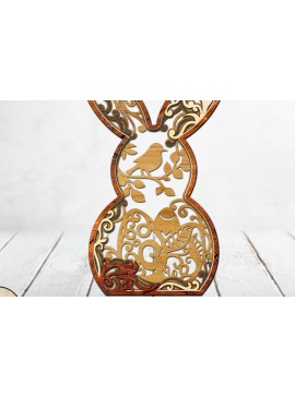 Σετ των 3 Intra απο ξύλο plywood 3mm-4mm πάχος - Πασχαλινό λαγουδάκι διακόσμηση, κομμένο πρότυπο Δίασταση 9x7 cm INTRAFABR-87435118