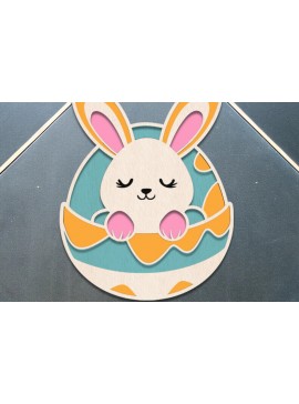Σετ των 2 Intra απο ξύλο plywood 3mm-4mm πάχος - Easter Bunny Door , Ξύλινη στρογγυλή πινακίδα Δίασταση 15x15 cm INTRAFABR-117547902