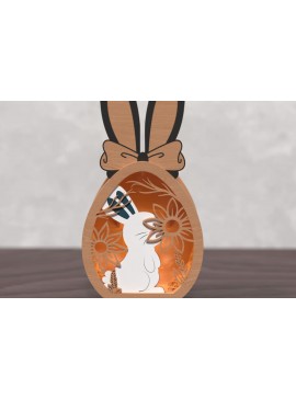 Σετ των 2 Intra απο ξύλο plywood 3mm-4mm πάχος - Φανάρι Easter Bunny Egg -3D Layered  Δίασταση 20x20 cm INTRAFABR-118468532