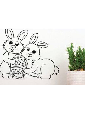 Intra απο ξύλο plywood 3mm-4mm πάχος -  κοπής με λέιζερ Easter Bunny Egg, τέχνη τοίχου Δίασταση 40x50 cm INTRAFABR-65113553