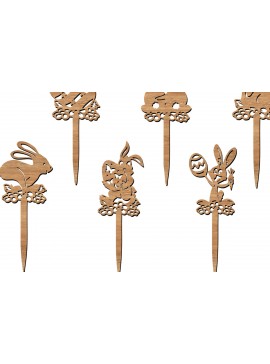 Σετ των 3 Intra απο ξύλο plywood 3mm-4mm πάχος - Σχέδια λέιζερ Πασχαλινά λαγουδάκια & αυγά Δίασταση 6x6 cm INTRAFABR-113753932