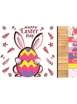 Σετ των 2 Intra απο ξύλο plywood 3mm-4mm πάχος -  3d Paper Cut  Easter Bunny Eggs Δίασταση 1200x1200 cm INTRAFABR-65395114