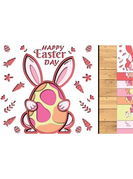 Σετ των 2 Intra απο ξύλο plywood 3mm-4mm πάχος -  3d Paper Cut  Easter Bunny Eggs Δίασταση 1200x1200 cm INTRAFABR-65321494