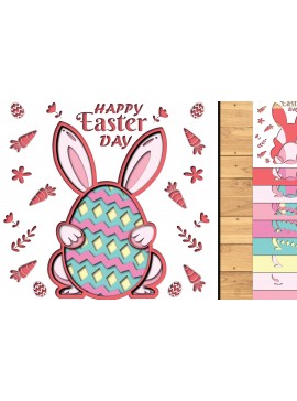Σετ των 2 Intra απο ξύλο plywood 3mm-4mm πάχος -  3d Paper Cut  Easter Bunny Eggs Δίασταση 1200x1200 cm INTRAFABR-65321539
