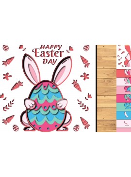 Σετ των 3 Intra απο ξύλο plywood 3mm-4mm πάχος -  3d Paper Cut  Easter Bunny Eggs Δίασταση 1200x1200 cm INTRAFABR-65395048