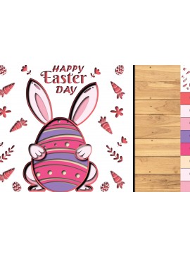 Σετ των 2 Intra απο ξύλο plywood 3mm-4mm πάχος -  3d Paper Cut  Easter Bunny Eggs Δίασταση 1200x1200 cm INTRAFABR-65395081