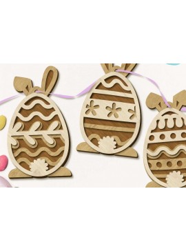 Σετ των 3 Intra απο ξύλο plywood 3mm-4mm πάχος - Σετ Πασχαλινών Αυγών Κουνελιού, Αρχεία πολλαπλών στρώσεων Δίασταση 2x7 cm INTRAFABR-89880321