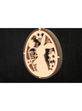 Σετ των 2 Intra απο ξύλο plywood 3mm-4mm πάχος - Πασχαλινό λαγουδάκι Floral Egg  Κόψιμο με λέιζερ Δίασταση 15x15 cm INTRAFABR-114077936