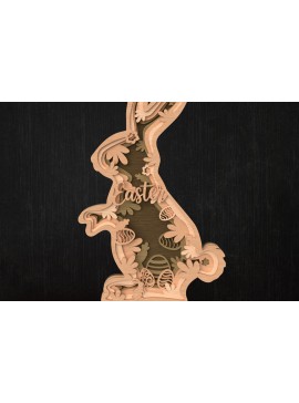 Σετ των 3 Intra απο ξύλο plywood 3mm-4mm πάχος - Easter Bunny Floral Layered  Δίασταση 6x6 cm INTRAFABR-114019503