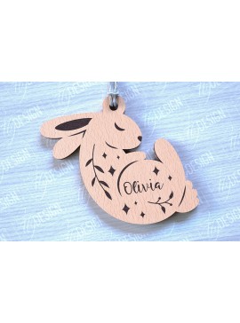 Σετ των 2 Intra απο ξύλο plywood 3mm-4mm πάχος - με ετικέτα δώρου Πάσχα Λαγουδάκι Δίασταση 15x15 cm INTRAFABR-89178600