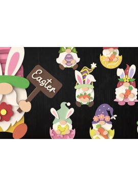 Σετ των 2 Intra απο ξύλο plywood 3mm-4mm πάχος - Πακέτο Easter Bunny Gnome  Δίασταση 15x15 cm INTRAFABR-116142901