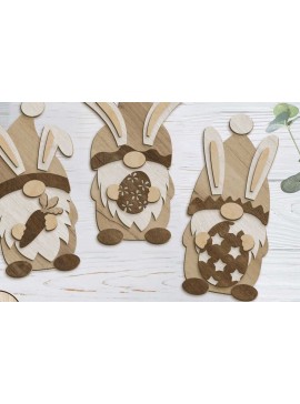 Σετ των 3 Intra απο ξύλο plywood 3mm-4mm πάχος - Σετ στοιχειωδών λαγουδάκι του Πάσχα, κομμένα αρχεία Δίασταση 6x10 cm INTRAFABR-90666270