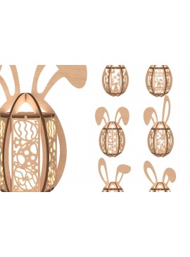 Intra απο ξύλο plywood 3mm-4mm πάχος - Πακέτο κοπής με λέιζερ με φανάρι Πάσχας Λαγουδάκι Δίασταση 30x20 cm INTRAFABR-113992143