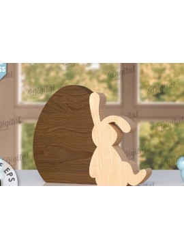 Σετ των 2 Intra απο ξύλο plywood 3mm-4mm πάχος - Πασχαλινό λαγουδάκι με λέιζερ. Bunny Puzzle  Δίασταση 15x15 cm INTRAFABR-116404955