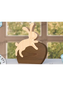 Σετ των 2 Intra απο ξύλο plywood 3mm-4mm πάχος - Πασχαλινό λαγουδάκι με λέιζερ. Bunny Puzzle  Δίασταση 15x15 cm INTRAFABR-116405000