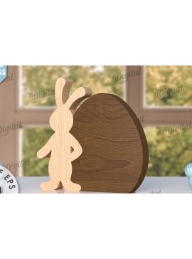 Σετ των 2 Intra απο ξύλο plywood 3mm-4mm πάχος - Πασχαλινό λαγουδάκι με λέιζερ. Bunny Puzzle  Δίασταση 15x15 cm INTRAFABR-116405108