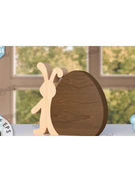 Σετ των 2 Intra απο ξύλο plywood 3mm-4mm πάχος - Πασχαλινό λαγουδάκι με λέιζερ. Bunny Puzzle  Δίασταση 15x15 cm INTRAFABR-116404665