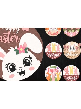 Σετ των 2 Intra απο ξύλο plywood 3mm-4mm πάχος - Πασχαλινό λαγουδάκι κομμένο με λέιζερ δέσμη πινακίδων Δίασταση 30x20 cm INTRAFABR-113851303