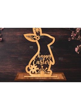 Σετ των 2 Intra απο ξύλο plywood 3mm-4mm πάχος - Πάσχα Λαγουδάκι κοπής με λέιζερ Βάση SV Δίασταση 15x15 cm INTRAFABR-116583809