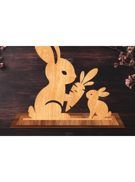 Σετ των 2 Intra απο ξύλο plywood 3mm-4mm πάχος - Στάση κοπής με λέιζερ Easter Bunny  Δίασταση 15x15 cm INTRAFABR-116621378