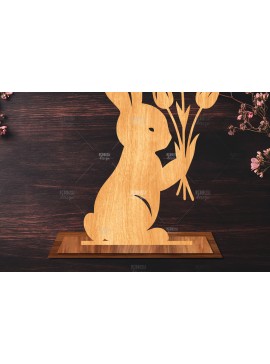 Σετ των 2 Intra απο ξύλο plywood 3mm-4mm πάχος - Στάση κοπής με λέιζερ Easter Bunny  Δίασταση 15x15 cm INTRAFABR-116621431