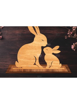Σετ των 2 Intra απο ξύλο plywood 3mm-4mm πάχος - Στάση κοπής με λέιζερ Easter Bunny  Δίασταση 15x15 cm INTRAFABR-116621463
