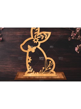 Σετ των 2 Intra απο ξύλο plywood 3mm-4mm πάχος - Στάση κοπής με λέιζερ Easter Bunny  Δίασταση 15x15 cm INTRAFABR-116584023