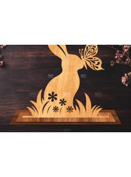 Σετ των 2 Intra απο ξύλο plywood 3mm-4mm πάχος - Στάση κοπής με λέιζερ Easter Bunny  Δίασταση 15x15 cm INTRAFABR-116621276