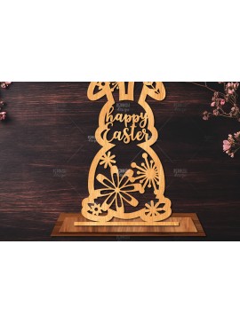 Σετ των 2 Intra απο ξύλο plywood 3mm-4mm πάχος - Στάση κοπής με λέιζερ Easter Bunny  Δίασταση 15x15 cm INTRAFABR-116583745