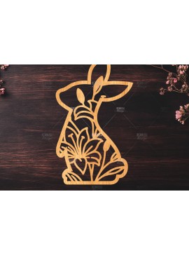 Σετ των 2 Intra απο ξύλο plywood 3mm-4mm πάχος - Easter Bunny Laser Cut  Δίασταση 15x15 cm INTRAFABR-116668604