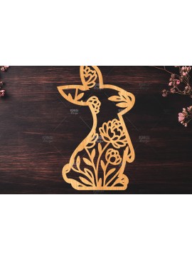Σετ των 2 Intra απο ξύλο plywood 3mm-4mm πάχος - Easter Bunny Laser Cut  Δίασταση 15x15 cm INTRAFABR-116668663