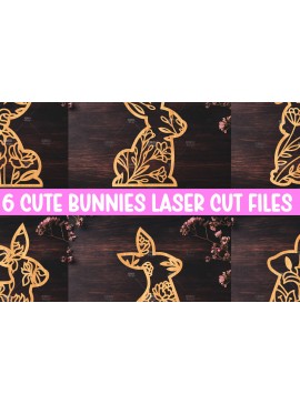 Σετ των 2 Intra απο ξύλο plywood 3mm-4mm πάχος - Easter Bunny Laser Cut  Δίασταση 15x15 cm INTRAFABR-116668721