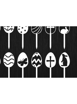 Σετ των 3 Intra απο ξύλο plywood 3mm-4mm πάχος - Πασχαλινοί μαρκαδόροι για λαγουδάκι  Κέικ Topper  Δίασταση 4x4 cm INTRAFABR-116825209