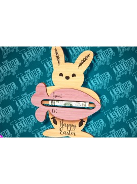 Σετ των 2 Intra απο ξύλο plywood 3mm-4mm πάχος - Easter Bunny Money Holder Laser Cut |CNC Δίασταση 15x15 cm INTRAFABR-89113356