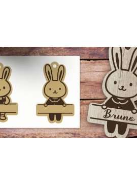 Σετ των 2 Intra απο ξύλο plywood 3mm-4mm πάχος - Easter Bunny Name Tag Πασχαλινό Tag Laser Δίασταση 15x15 cm INTRAFABR-117466940