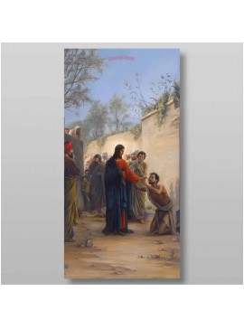 Σετ των 2 Εικόνα Ορθοδοξίας με περίγραμμα χρυσό σε ξύλο Φλαμουρίας  με  βάση Healing the Blind Χειροποίητη Ελληνορθόδοξη , Κρεμαστή πλάκα βυζαντινής τέχνης, χριστιανική τέχνη Διάσταση 15x11 cm (5,9 x 4,3 ίντσες) INTRAEK-2957