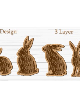 Σετ των 3 Intra απο ξύλο plywood 3mm-4mm πάχος - Στολίδι Πασχαλινό Λαγουδάκι , Μπρελόκ Κουνελάκι Δίασταση 4x4 cm INTRAFABR-93169197