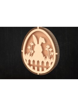 Σετ των 3 Intra απο ξύλο plywood 3mm-4mm πάχος - Πασχαλινό λαγουδάκι στολίδι  Laser Cut Δίασταση 6x6 cm INTRAFABR-114072224