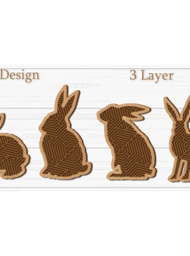 Σετ των 3 Intra απο ξύλο plywood 3mm-4mm πάχος - Στολίδι Πασχαλινό λαγουδάκι , Μπρελόκ Λαγουδάκι Δίασταση 4x4 cm INTRAFABR-93169399