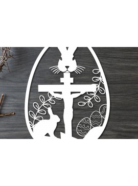 Σετ των 2 Intra απο ξύλο plywood 3mm-4mm πάχος - Πασχαλινό λαγουδάκι Paper Cut  Δίασταση 15x15 cm INTRAFABR-25937951