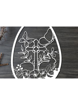 Σετ των 2 Intra απο ξύλο plywood 3mm-4mm πάχος - Πασχαλινό λαγουδάκι Paper Cut  Δίασταση 15x15 cm INTRAFABR-25938084