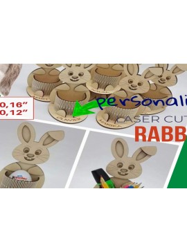 Σετ των 3 Intra απο ξύλο plywood 3mm-4mm πάχος - Easter Bunny Personalized Desk Organizer Δίασταση 4x4 cm INTRAFABR-114245726