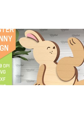 Σετ των 2 Intra απο ξύλο plywood 3mm-4mm πάχος - Πασχαλινό λαγουδάκι . Τρισδιάστατη  Δίασταση 15x15 cm INTRAFABR-91365371