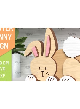Σετ των 2 Intra απο ξύλο plywood 3mm-4mm πάχος - Πασχαλινό λαγουδάκι . Τρισδιάστατη  Δίασταση 15x15 cm INTRAFABR-91365897