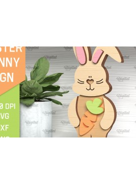 Σετ των 2 Intra απο ξύλο plywood 3mm-4mm πάχος - Πασχαλινό λαγουδάκι . Τρισδιάστατη  Δίασταση 15x15 cm INTRAFABR-91366135